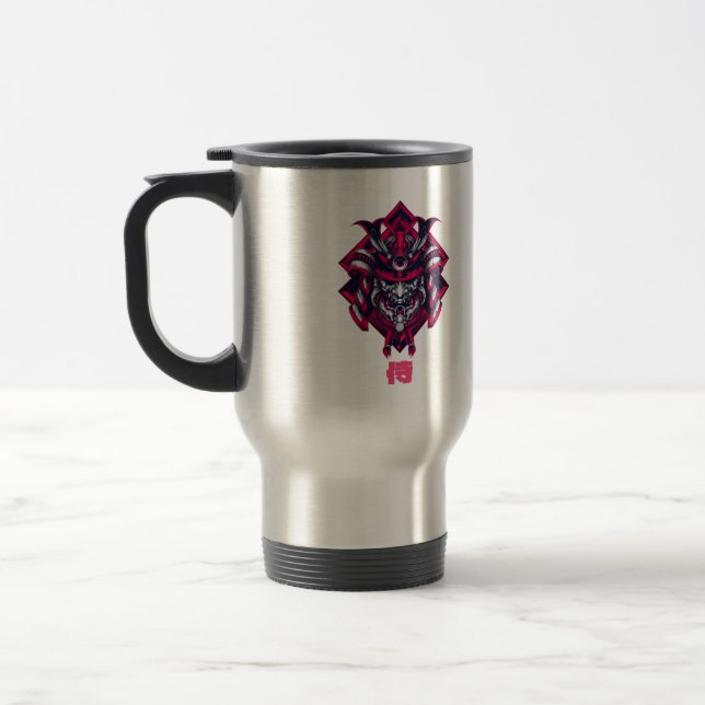 Taza De Viaje Cyberpunk Red Oni Samurai Travel Mug (Izquierda)