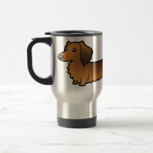 Taza De Viaje Dachshund del dibujo animado (de pelo largo)