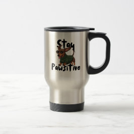 Taza De Viaje Dachshund with glasses Mug, Stay Pawsitive 