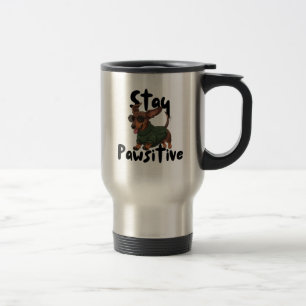 Taza De Viaje Dachshund with glasses Mug, Stay Pawsitive