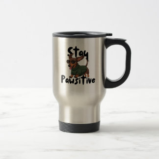 Taza De Viaje Dachshund with glasses Mug, Stay Pawsitive