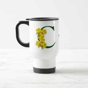 Taza De Viaje Dafodil Monograma Inicial C Personalizado