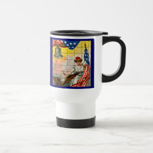Taza De Viaje Dama de la Vintage, águila, bandera y libertad Cam