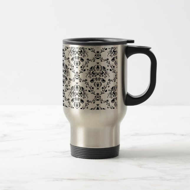 Taza De Viaje Damasco blanco y negro (Derecha)
