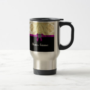 Taza De Viaje Damasco de oro y negro personalizado