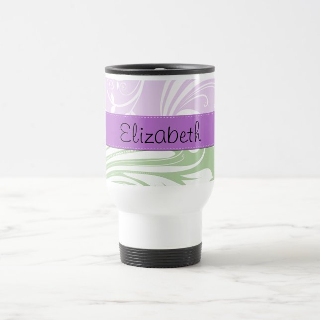 Taza De Viaje Damasco morado, Damasco verde, tu nombre (Centro)