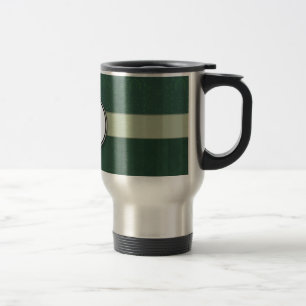 Taza De Viaje Damasco verde verde azulado con franjas y monogram