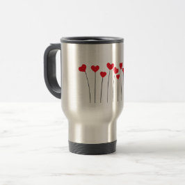 Taza de viaje de acero inoxidable con corazones ro