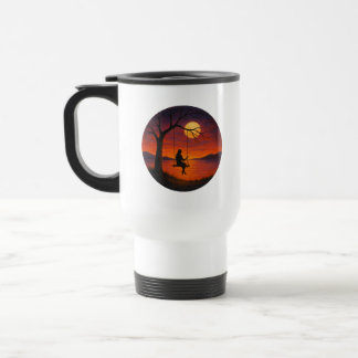 Taza de viaje de arte de columpio de silueta de pu