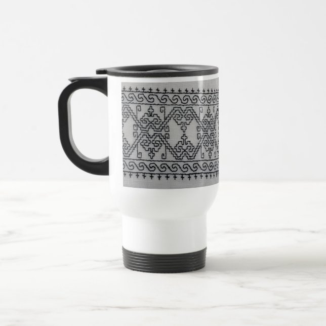 Taza de viaje de bordado en negro (Izquierda)