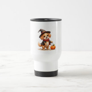Taza de viaje de cachorro pidiendo dulces