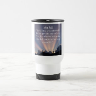 Taza de viaje de café con versículo de la Biblia J