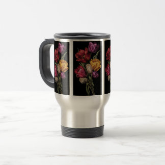 Taza de viaje de café floral – Flor vintage elegan