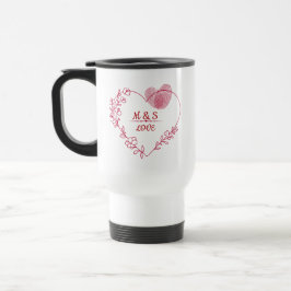 Taza de viaje de corazón floral con huella dactila