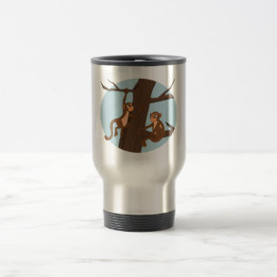 Taza de viaje de dibujos animados de monos subiend