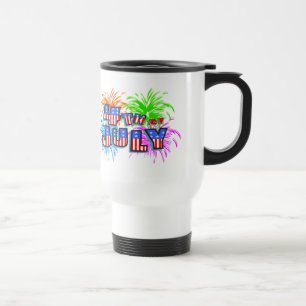 Taza de viaje de fuegos artificiales del 4 de juli