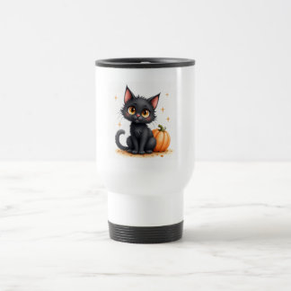 Taza de viaje de gato negro lindo de Halloween