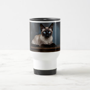Taza de viaje de gato siamés