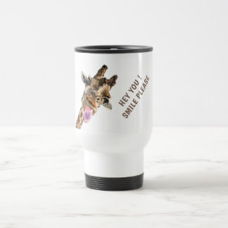 Taza de viaje de jirafa divertida con texto llamat