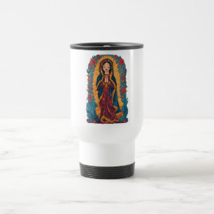 Taza de viaje de la Virgen de Guadalupe linda