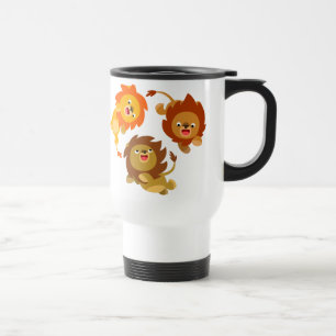 Taza de viaje de leones de dibujos animados adorab
