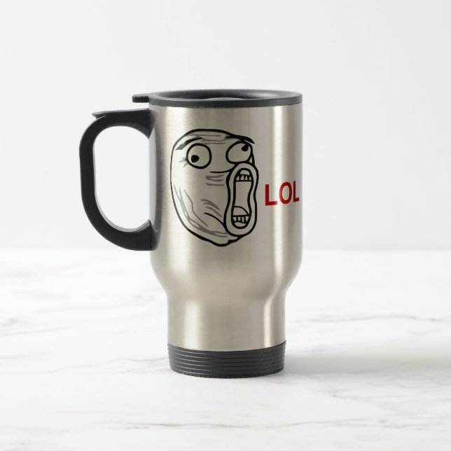 Taza De Viaje De LOL de la risa cara ruidosa Meme de la rabia (Izquierda)