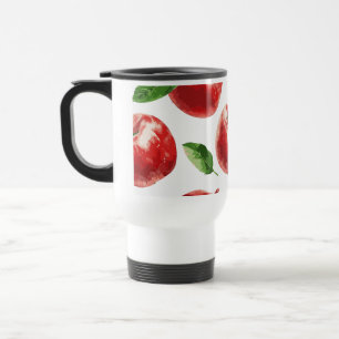 Taza de viaje de manzana roja acuarela