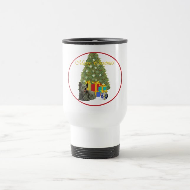 Taza de viaje de Navidad para Skye Terrier (Centro)