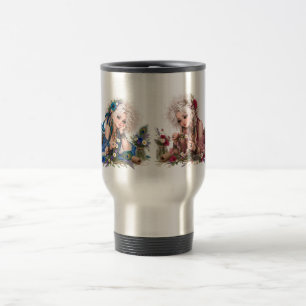 Taza de viaje de niña con corona de flores bohemia