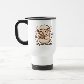 Taza de viaje de oveja Kawaii, personaje divertido