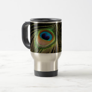 Taza de viaje de pluma de pavo real