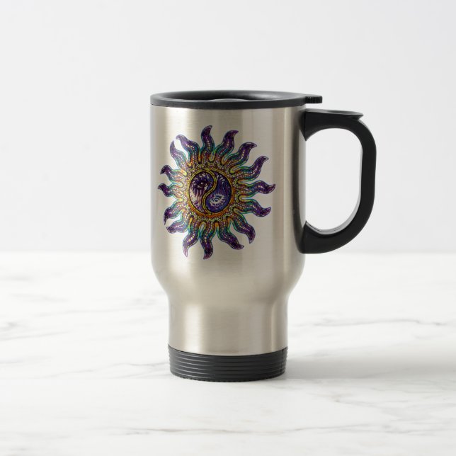 Taza de viaje de sol mosaico Yin Yang (Derecha)