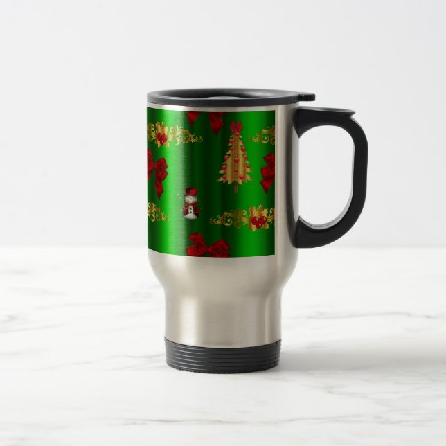 Taza De Viaje Decoraciones De Navidad En Verde (Derecha)