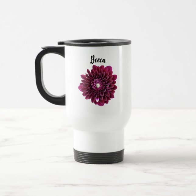 Taza De Viaje Deep Purple Dahlia Flor barro de viaje personaliza (Izquierda)