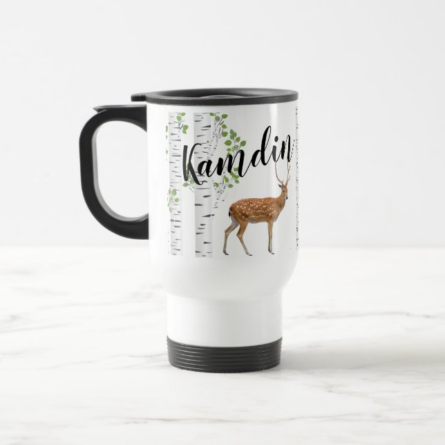 Taza De Viaje Deer Doe Buck de 15 onzas de café personalizado (Izquierda)