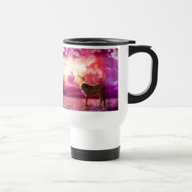 Taza De Viaje Deer en la nube rosa (Derecha)