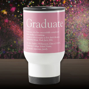 Taza De Viaje Definición de graduada moderna femenina rosa