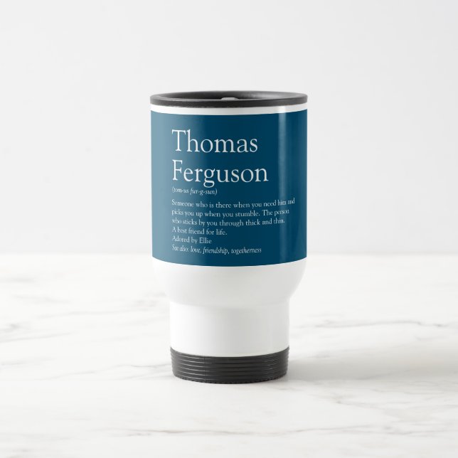 Taza De Viaje Definición de nombre personalizada Azul (Centro)