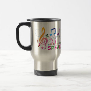 Taza De Viaje Dejemos que la música hable, notas musicales