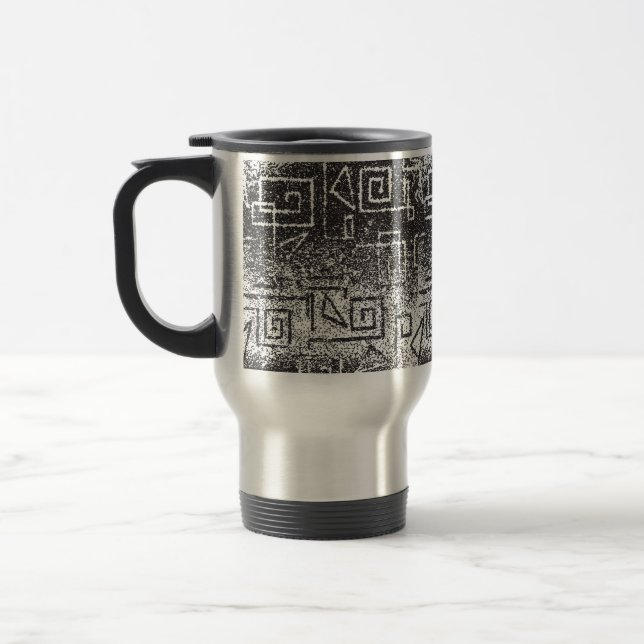 Taza De Viaje Dekoratives Schwarz-Grau-Muster (Izquierda)
