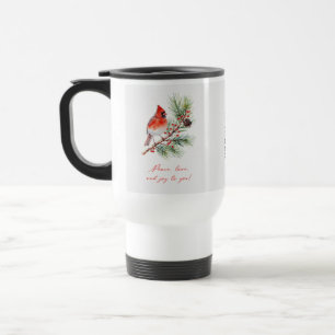Taza de viaje del cardenal pájaro rojo de Navidad