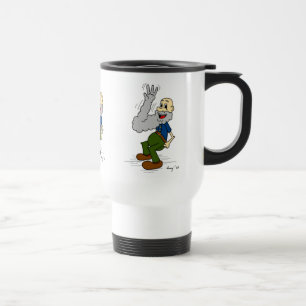 Taza de viaje del viejo con barba ondeando