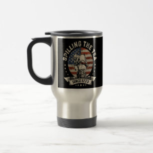 Taza De Viaje Derramamiento Del Té Desde El 4 De Julio Patriótic