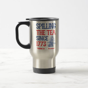 Taza De Viaje Derramamiento Del Té Desde La Vintage De Julio De
