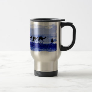 Taza De Viaje Desierto Camel Caravana Azul Aluminio de viaje Mug