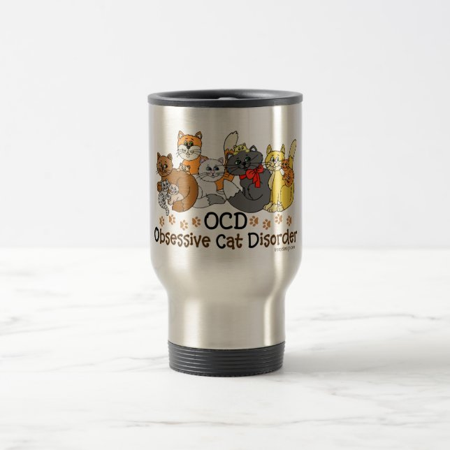 Taza De Viaje Desorden obsesivo del gato de OCD (Centro)