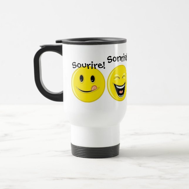 Taza De Viaje Despierta con una sonrisa... ; ) (Izquierda)
