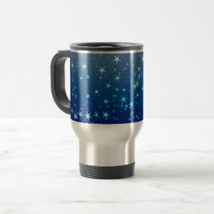 Taza De Viaje Destellos de Navidad Estrellas Cielo Azul