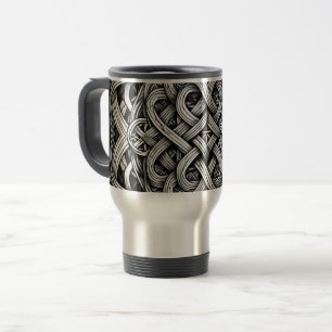 Taza De Viaje Detaillierte Schwarz-Weißer keltischer Knoten 0001