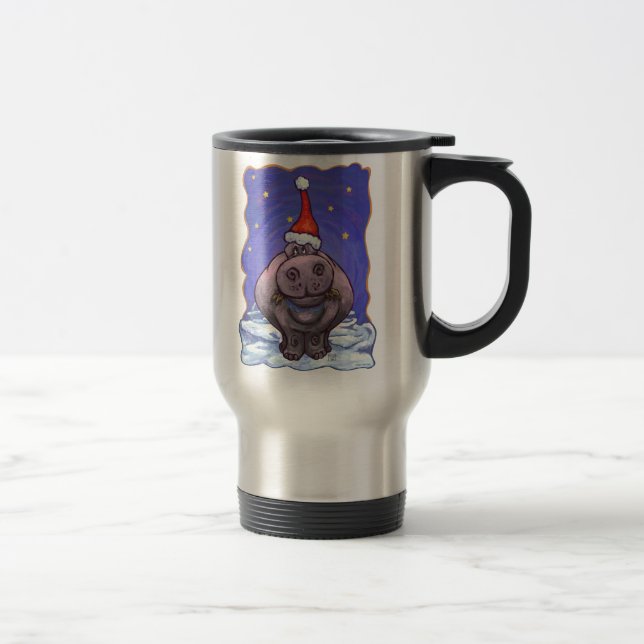 Taza De Viaje Día de fiesta festivo del hipopótamo (Derecha)
